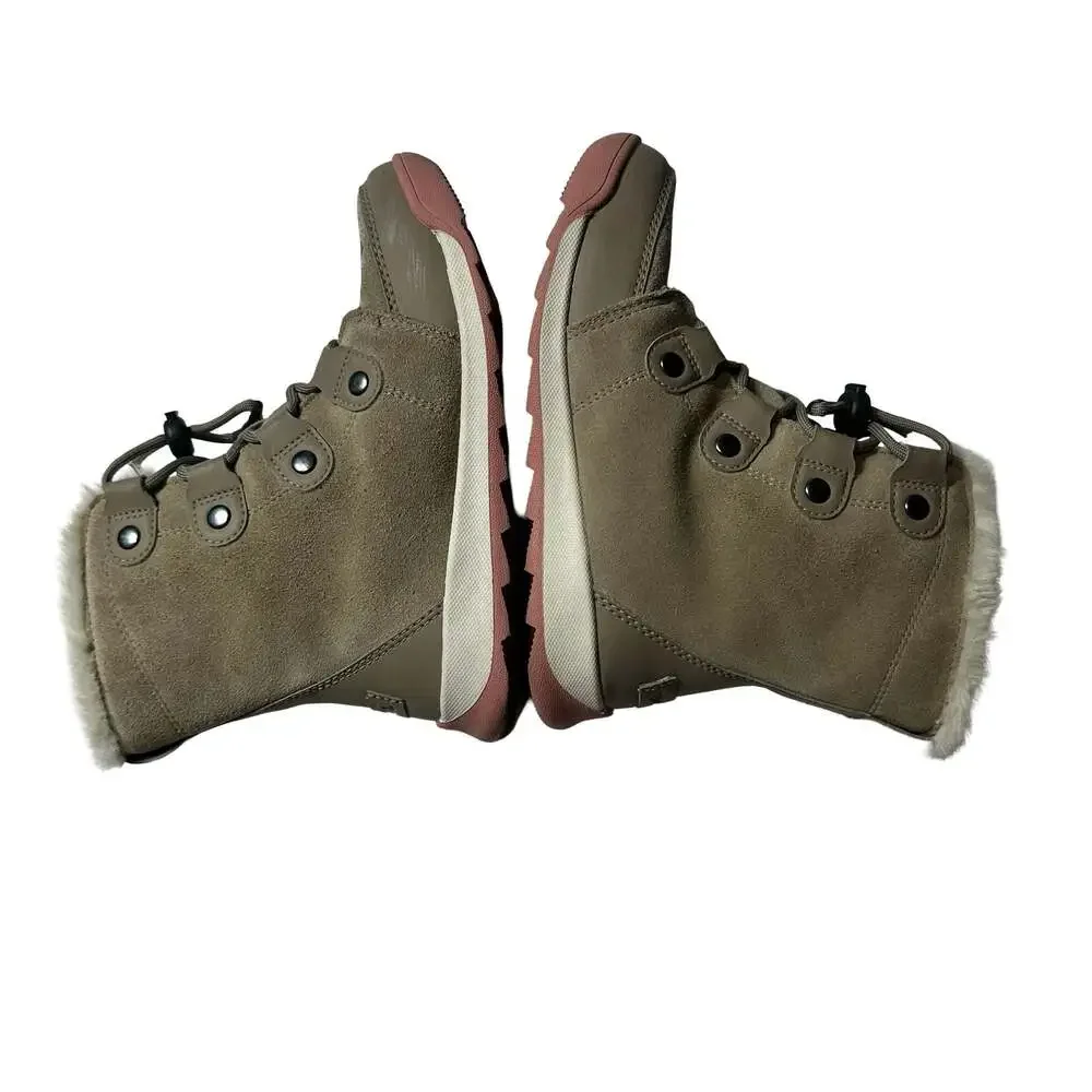 Sorel Explorer Joan Waterproof Kids Winter Boots Faux Fur Suede Youth 3 EU 34